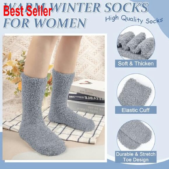 Fuzzy Fluffy Slipper Socks Cozy Warm Plush Winter Home Sleeping Wear - Picture 4 of 8